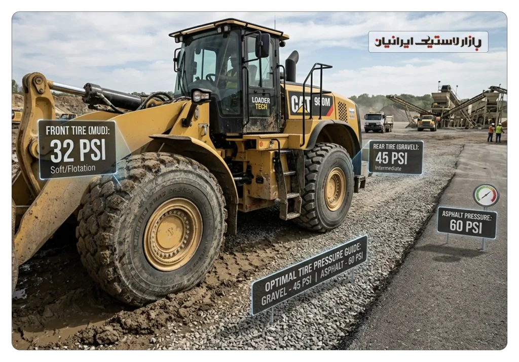 بهترین فشار باد برای لاستیک لودر در شرایط مختلف چقدر است؟