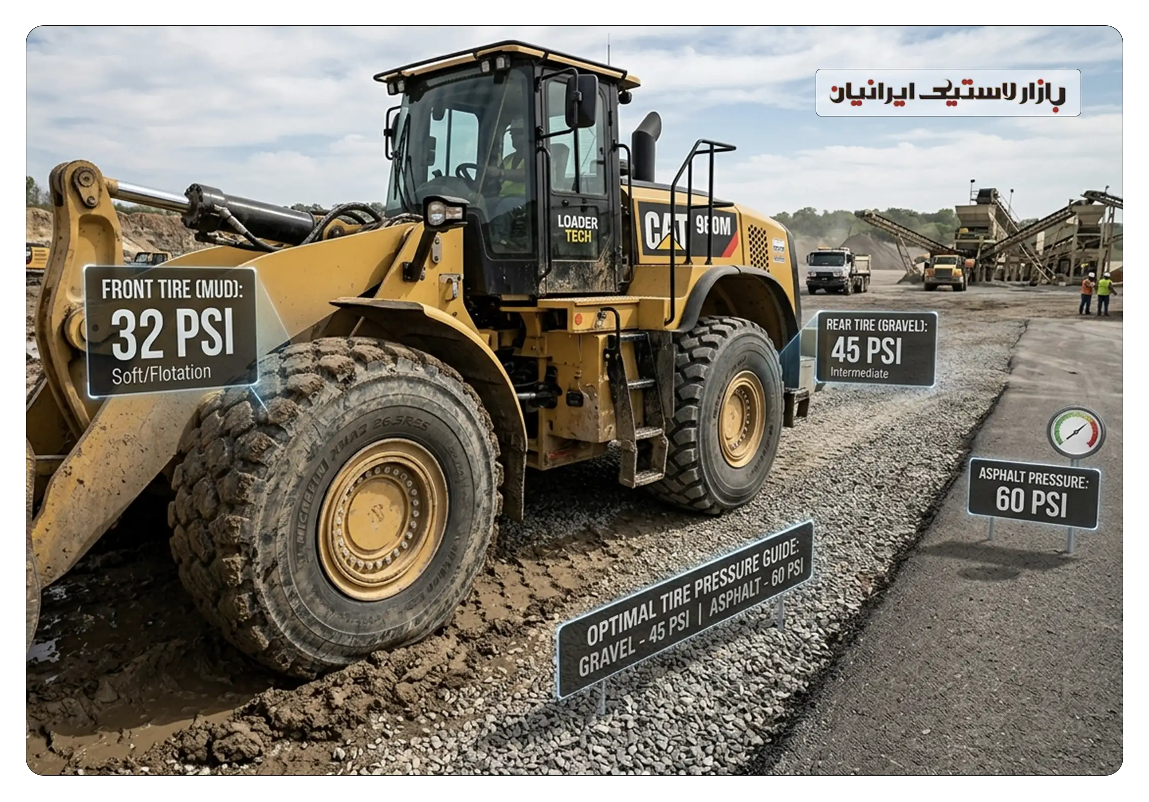 بهترین فشار باد برای لاستیک لودر در شرایط مختلف چقدر است؟