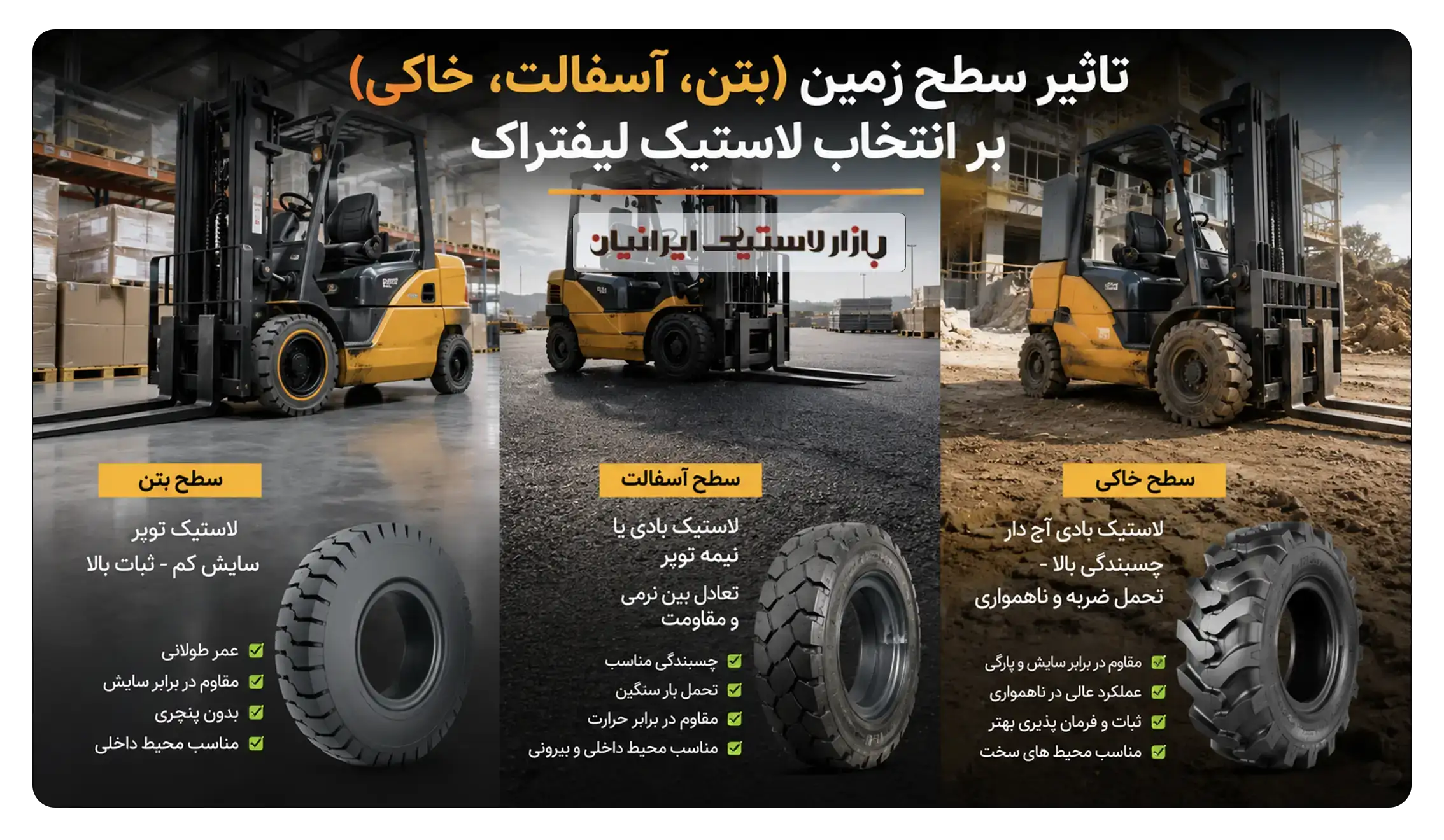 انواع لاستیک بر اساس نوع سطح زمین